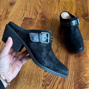 Sofft Adena Suede Leather Waterproof Mules/Clogs Sz 7.5 Cowboy Western Black